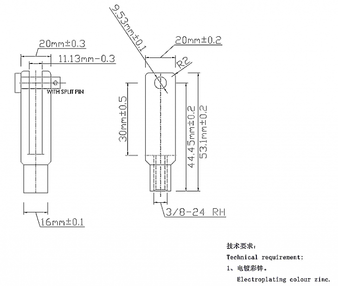 Cylinder Stainless Steel Clevis Pin Cotter Threaded Clevis Pin Zinc