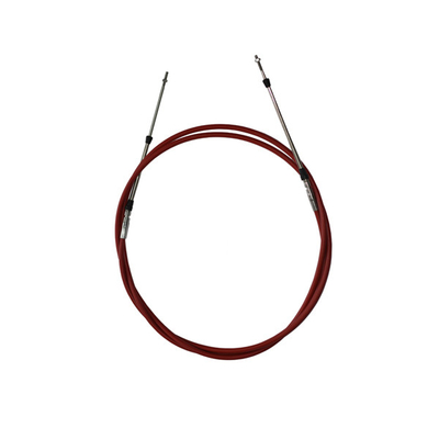 Marine Boat Throttle Shift Control Cable Has Red Jacket With Stainless Steel Fittings