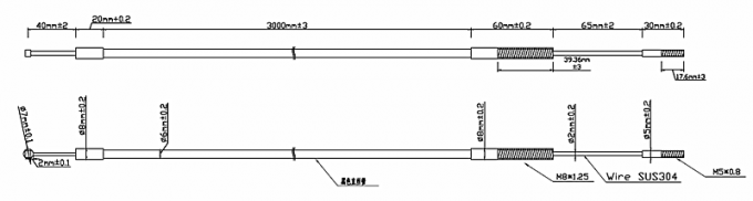 IATF16949 Passenger Cars SS304 Custom Control Cable