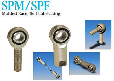 SPM / SPF Industrial Stainless Steel Rod Ends Self Lubricating Molded Race
