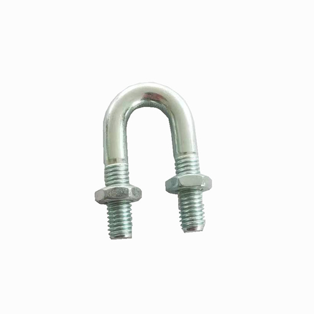 Plain Cable End Fittings Pipe Size Zinc Plated Round Bend U-Bolt With Hex Nuts