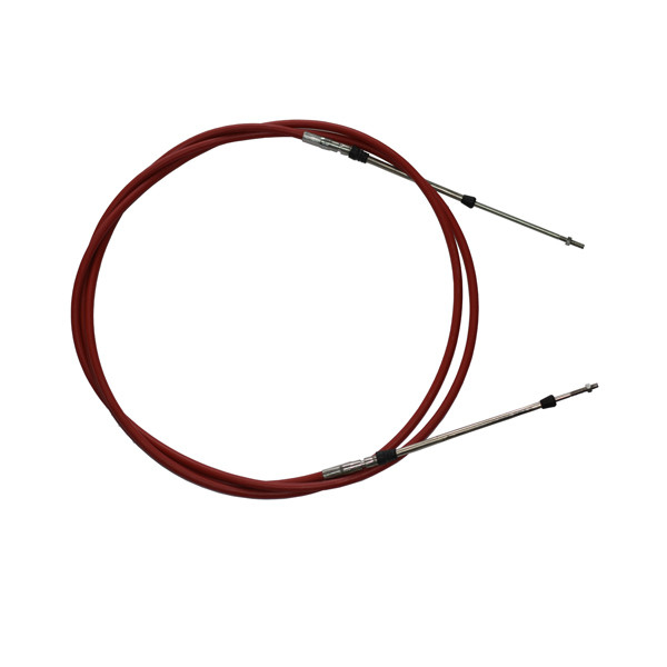 Marine Boat Throttle Shift Control Cable Has Red Jacket With Stainless Steel Fittings