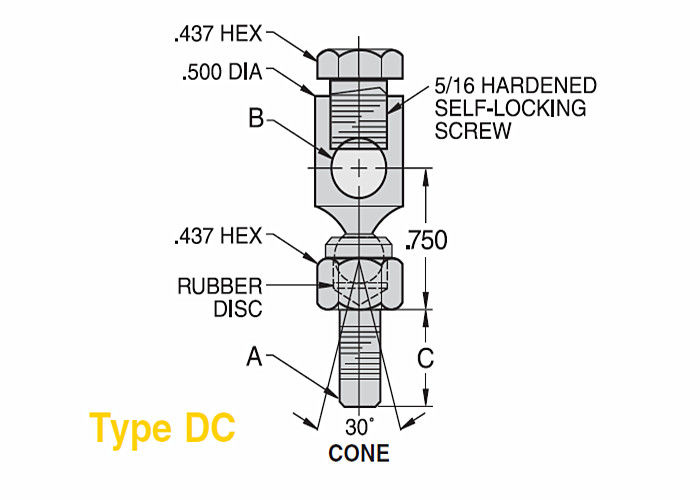 DC Series Rotating Swivel Joint , Swivel Ball Joint For Linear Controls
