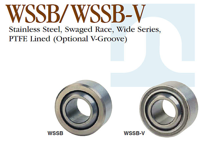 Light Industrial Stainless Steel Spherical Bearings WSSB - V Swaged Race Wide Series