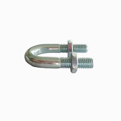 Plain Cable End Fittings Pipe Size Zinc Plated Round Bend U-Bolt With Hex Nuts