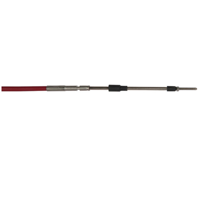 Marine Boat Throttle Shift Control Cable Has Red Jacket With Stainless Steel Fittings