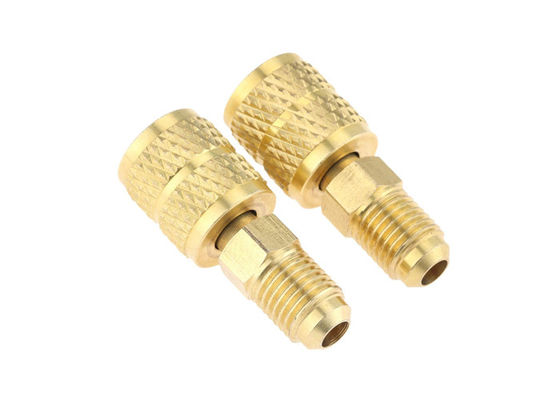 Refrigerant Retrofit Brass Quick Coupler Adapter 1/4&quot; Male Flare 5/16&quot; Female