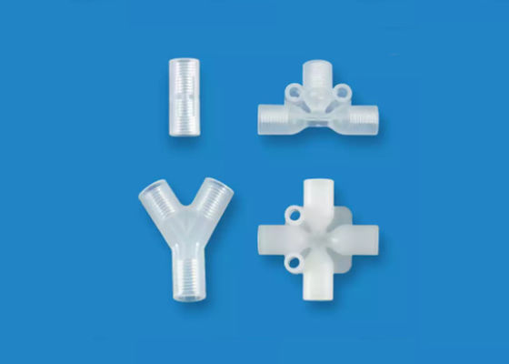 PP PTFE Four Way Tube Connector Plastic Female Connection
