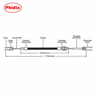 Pull-Only Brake Control Cable With U Fork End Rod