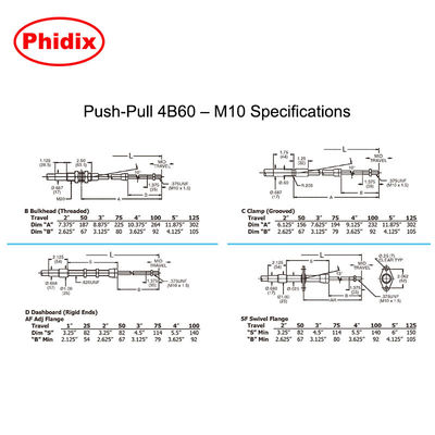 Push - Pull 4B Mechanical Control Cable Four Different Sizes Available For Clutch Controls