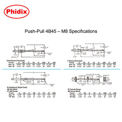Push - Pull 4B Mechanical Control Cable Four Different Sizes Available For Clutch Controls