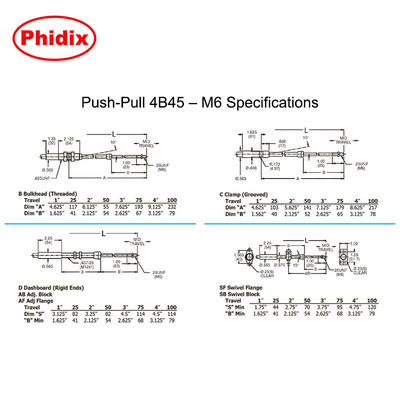 Push - Pull 4B Mechanical Control Cable Four Different Sizes Available For Clutch Controls