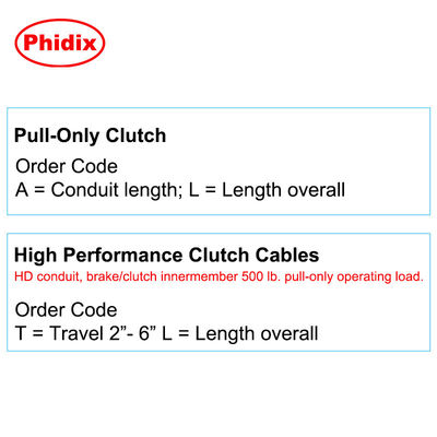 Pull - Only Clutch Control Cable , Industrial  Mechanical Custom Control Cable