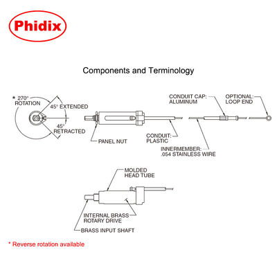 Mechanical Rotary Control Cable , Industrial Non Locking Universal Control Cables