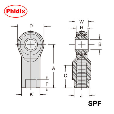 SPM/SPF Series Rod Ends – Self-Lubricating Nylon Raceway with Zinc &amp; Dichromate Coating | Corrosion/Wear-Resistant, Low-Moisture Design for Industrial Motion Systems
