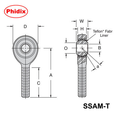 SSAM-T/SSAF-T Series Stainless Steel PTFE-Lined Rod Ends | High Corrosion Resistance for Cleanroom &amp; Food-Grade Environments