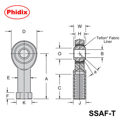 SSAM-T/SSAF-T Series Stainless Steel PTFE-Lined Rod Ends | High Corrosion Resistance for Cleanroom &amp; Food-Grade Environments