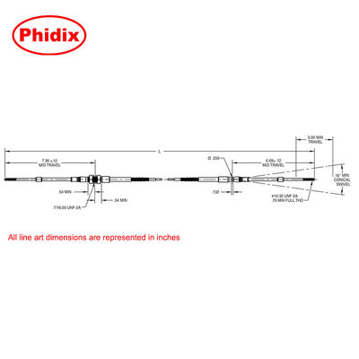 Aviation-Grade PTFE-Lined Control Cables | 4" Bend Radius, -65°F to +350°F, B2B Solutions