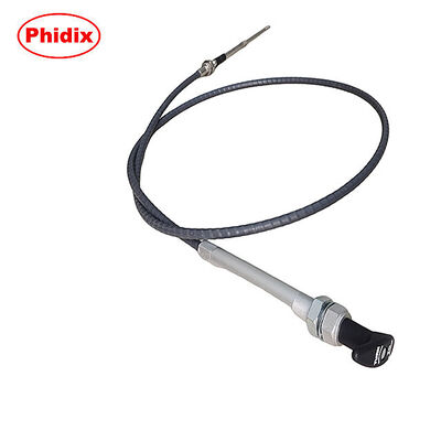 Heavy-Duty Push-Pull Control Cable with Twist Lock Handle and Threaded Bulkhead Mount for Customizable Length Applications