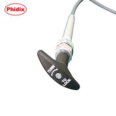 Heavy-Duty Push-Pull Control Cable with Twist Lock Handle and Threaded Bulkhead Mount for Customizable Length Applications
