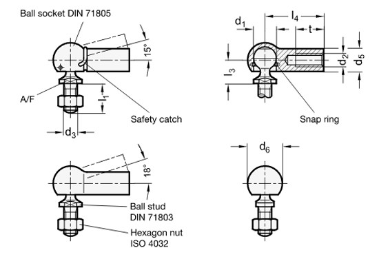M6 M10 Stainless Steel Ball Joint Threaded Linkages Consist A Ball Stud